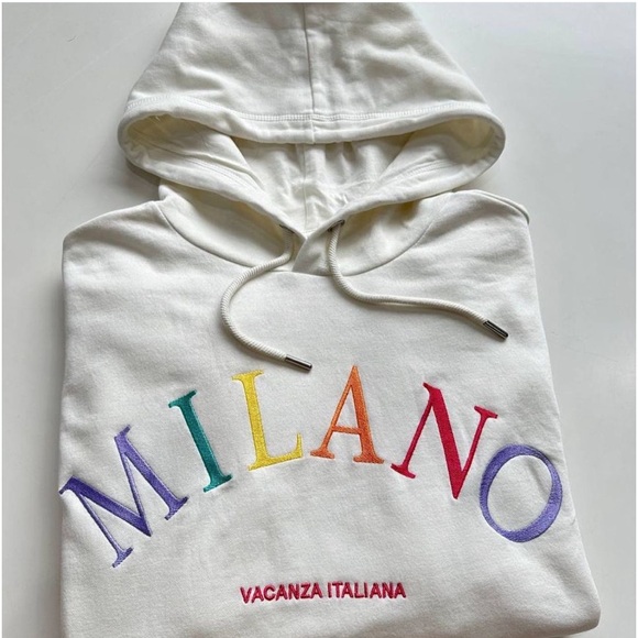 H&M Women’s M White Oversized Milano Embroidered Hoodie Sweatshirt - Picture 4 of 9